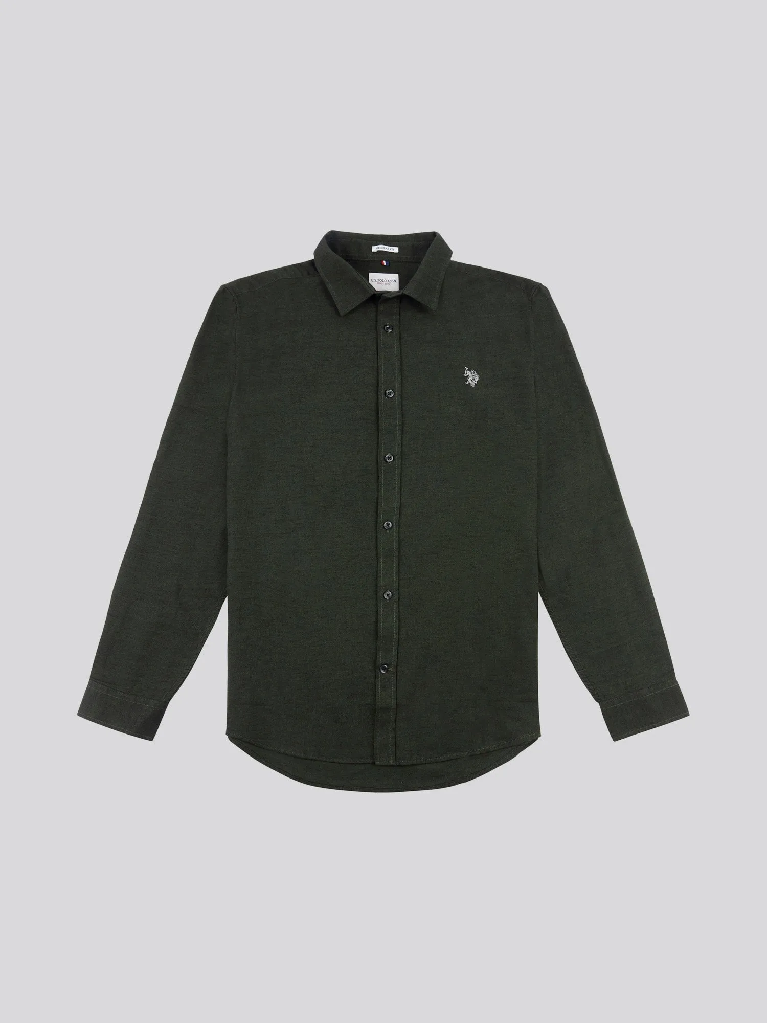 Mens Brushed Dobby Shirt in Forest Night