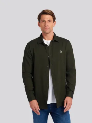 Mens Brushed Dobby Shirt in Forest Night