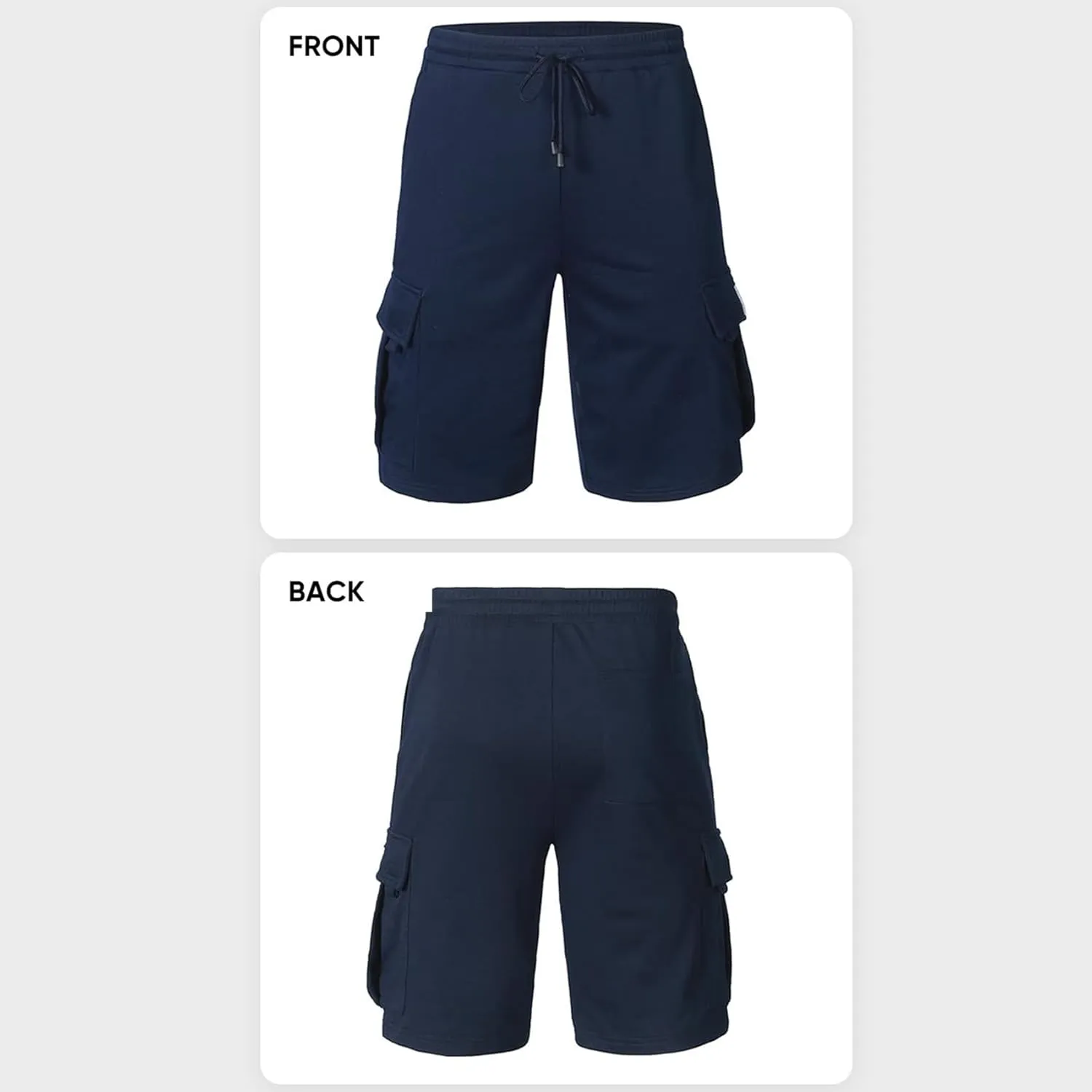 Mens Casual Sweat Cargo Cotton Shorts Drawstring Elastic Waist Athletic Workout Gym Jogger Shorts with 5 Pockets