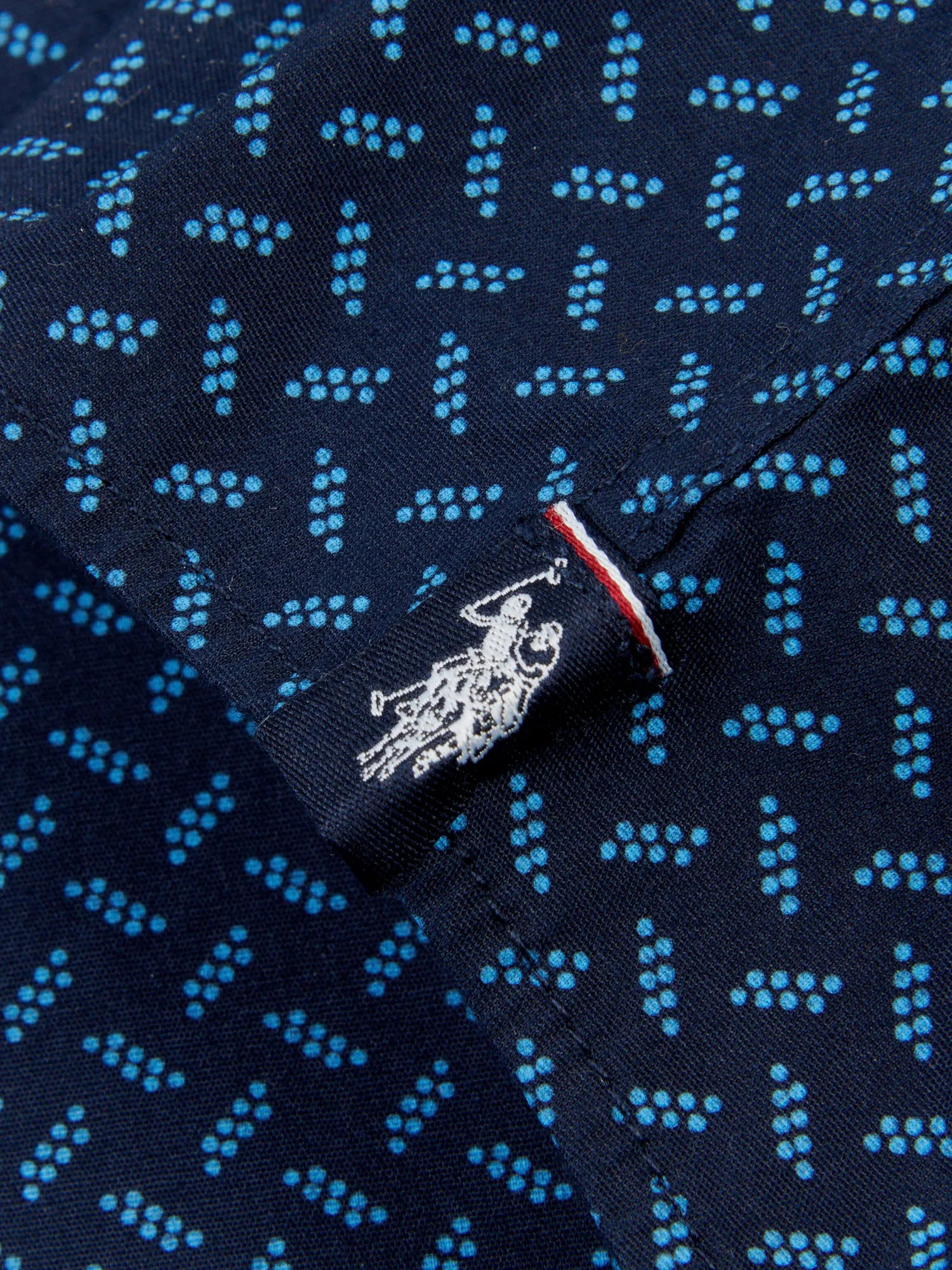 Mens Dash Spot Print Shirt in Navy Blue