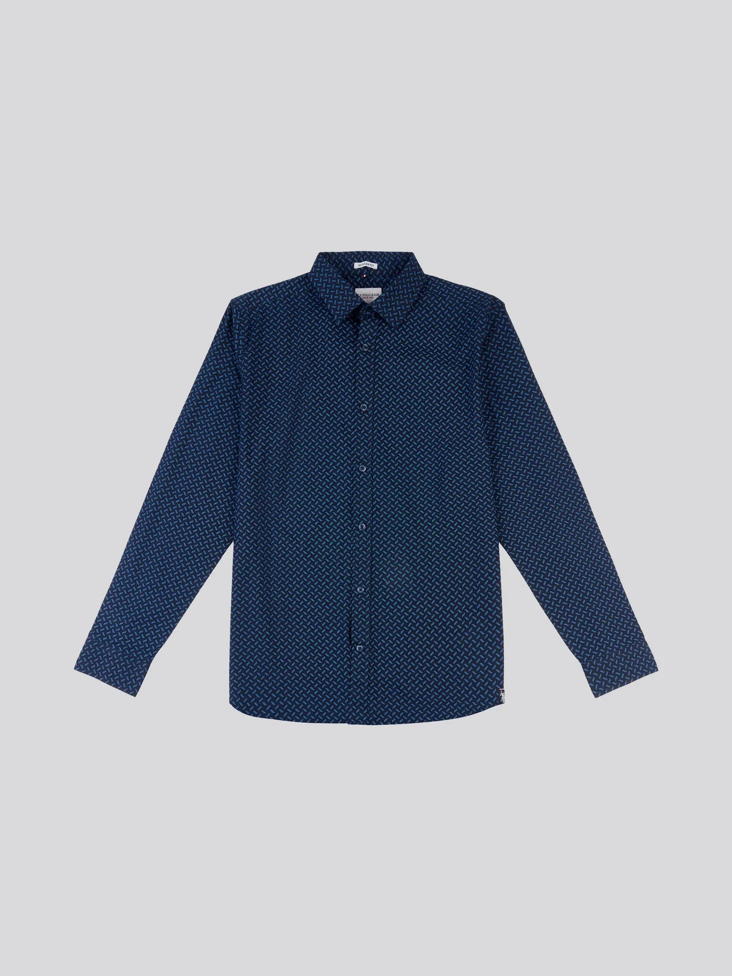 Mens Dash Spot Print Shirt in Navy Blue