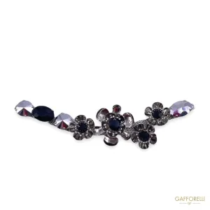 Metal Neckline with Flowers and Black Stones A342 - Gafforelli Srl
