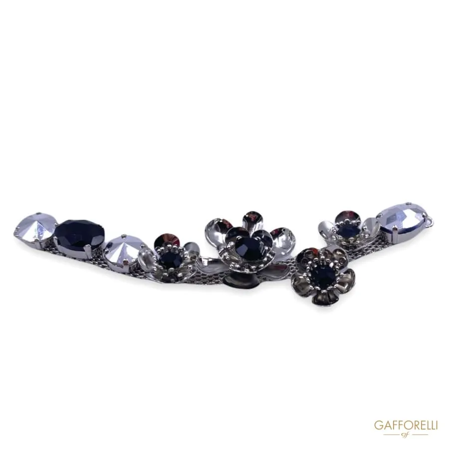 Metal Neckline with Flowers and Black Stones A342 - Gafforelli Srl