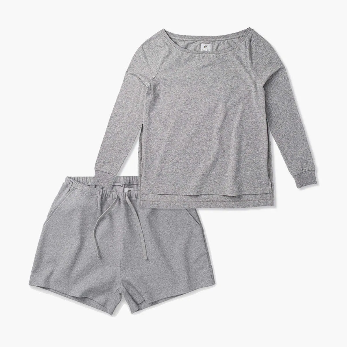 Organic Maternity Pajama Set_Heather Grey