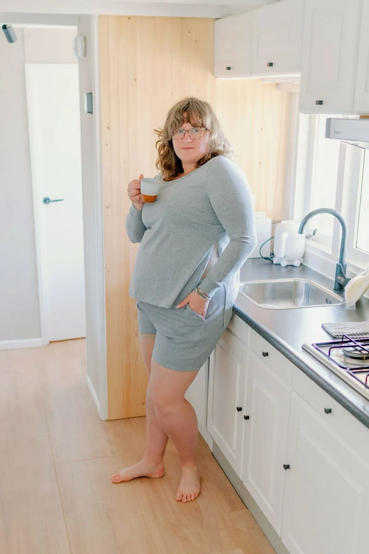 Organic Maternity Pajama Set_Heather Grey