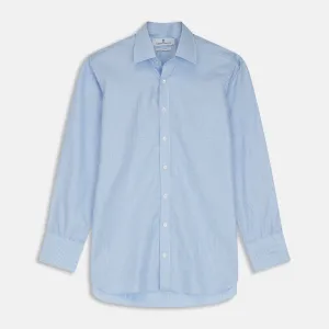 Pale Blue Check Shirt with T&A Collar and 3-Button Cuffs