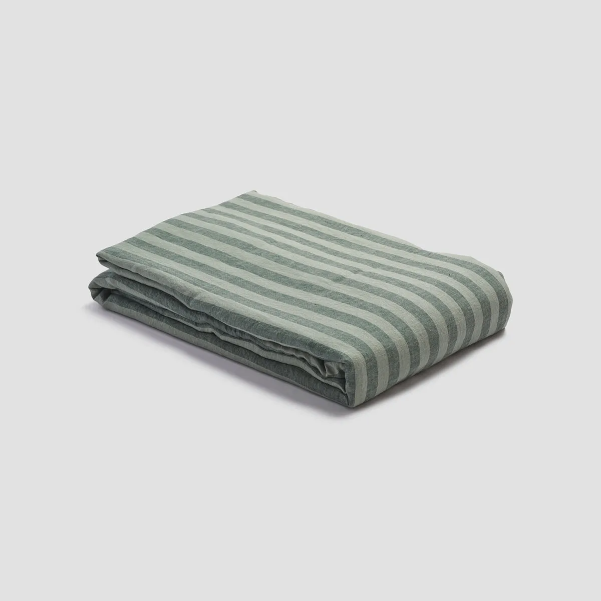 Pine Green Pembroke Stripe Linen Blend Duvet Cover