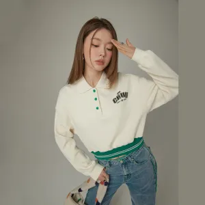Polo Neck Crop Sweatshirt
