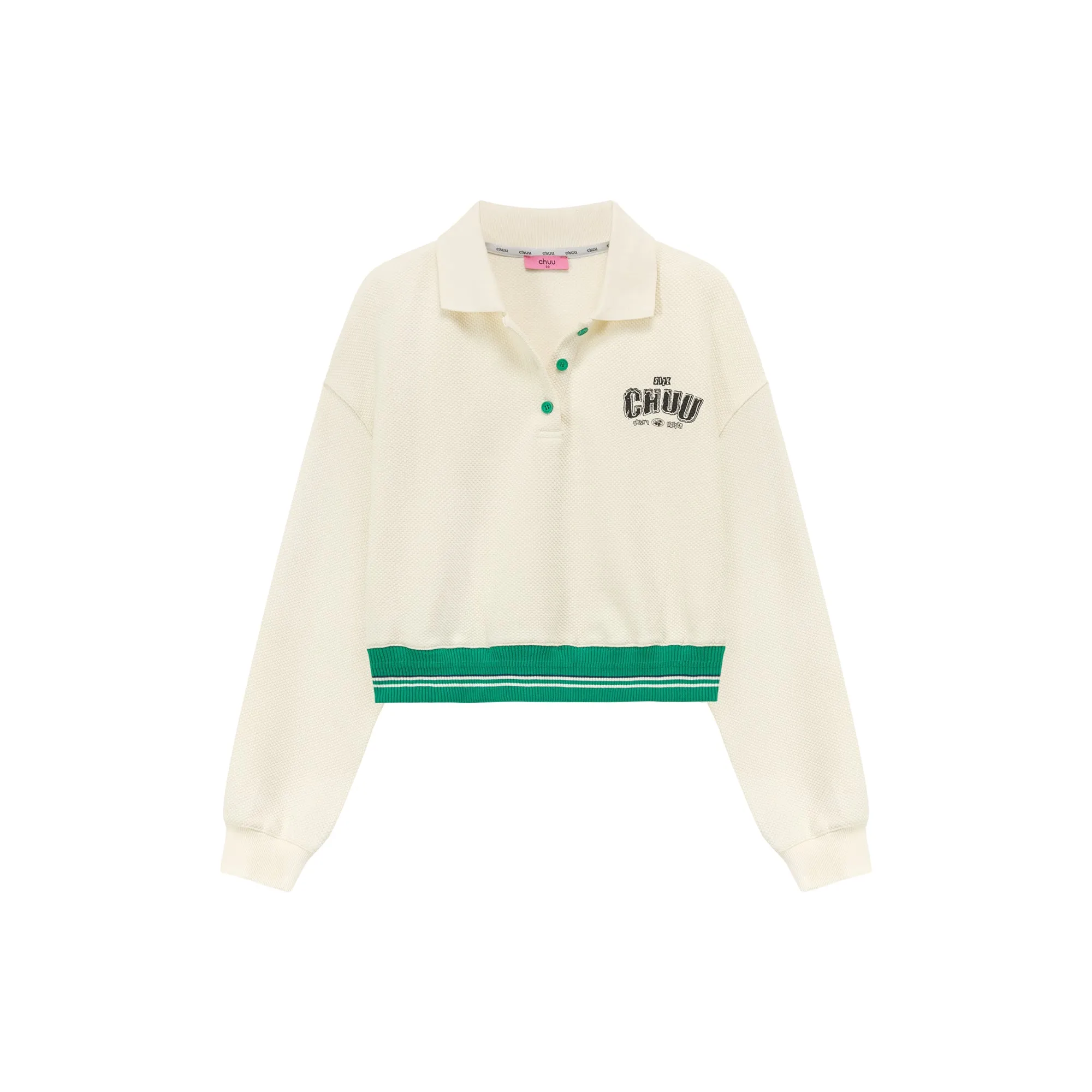 Polo Neck Crop Sweatshirt
