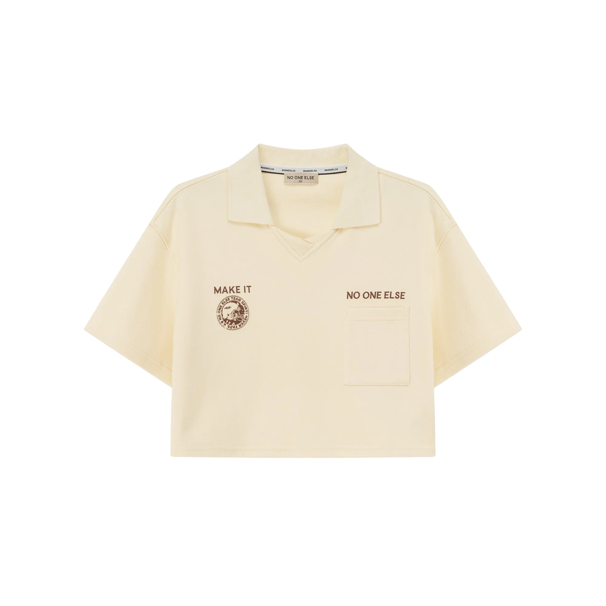 Poplo Neck Crop Short-Sleeves Sweatshirt