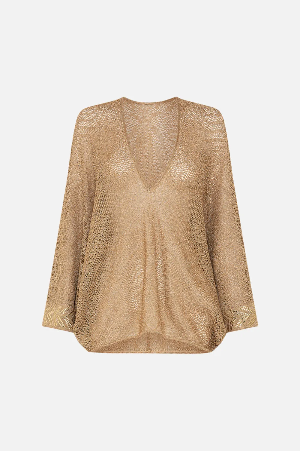 RELAXED V NECK KNIT POINTELLE TOP VALLEY OF THE KINGS