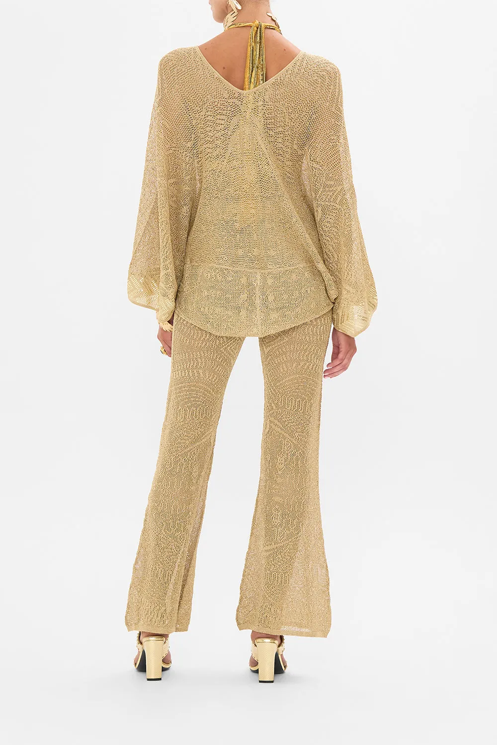 RELAXED V NECK KNIT POINTELLE TOP VALLEY OF THE KINGS