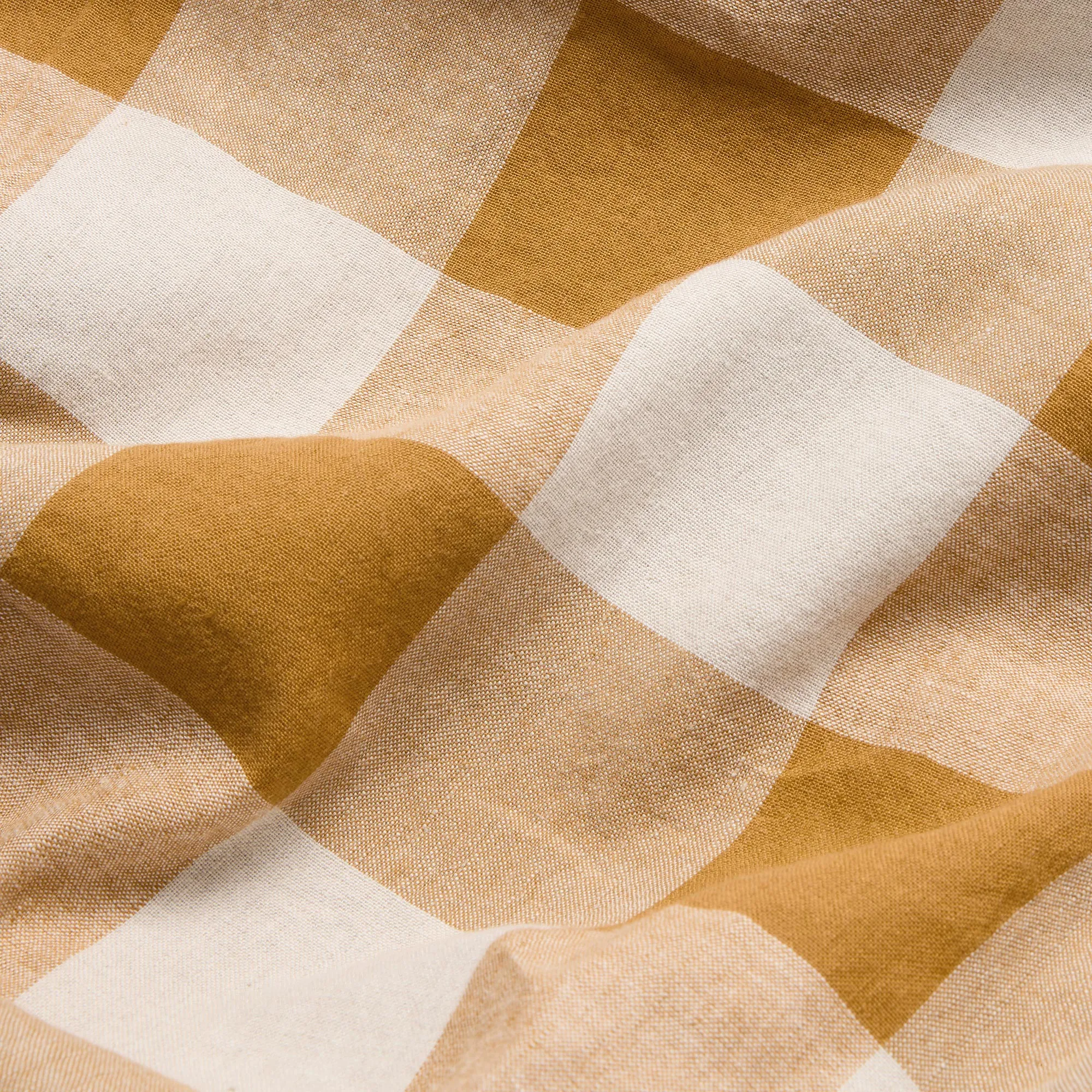 Russet Yellow Emsworth Plaid Linen Blend Duvet Cover