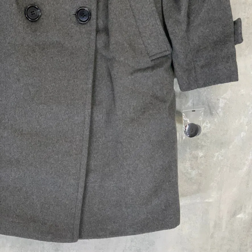 SAM EDELMAN Charcoal Gray Double Breasted Wool Blend Twill Peacoat Coat SZ 12