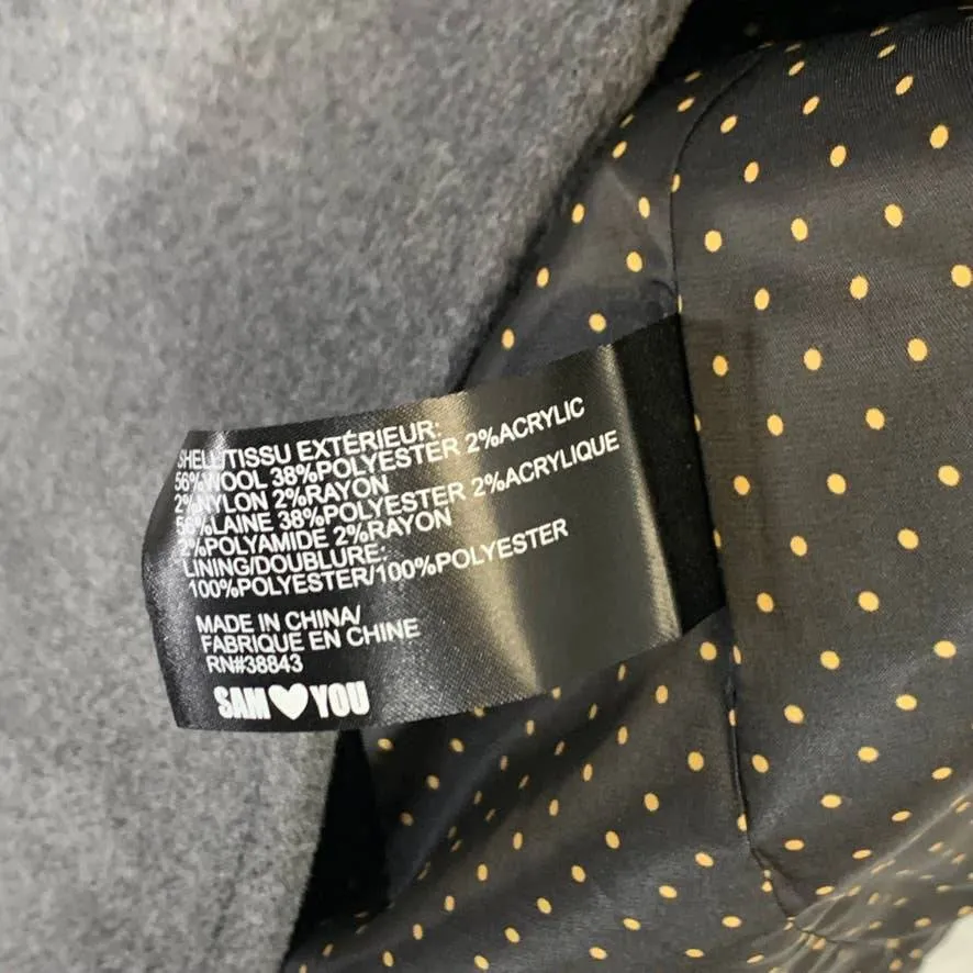 SAM EDELMAN Charcoal Gray Double Breasted Wool Blend Twill Peacoat Coat SZ 12