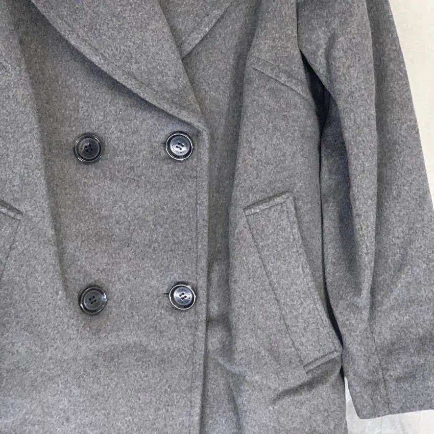 SAM EDELMAN Charcoal Gray Double Breasted Wool Blend Twill Peacoat Coat SZ 12