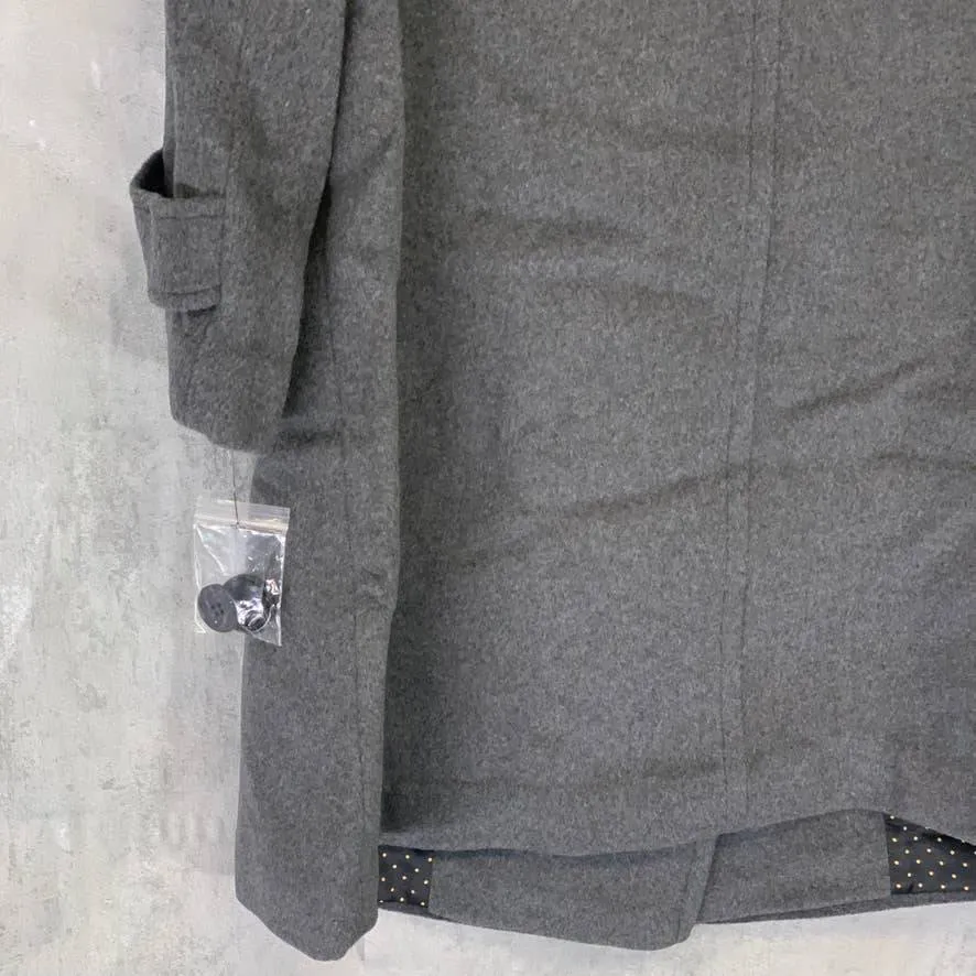 SAM EDELMAN Charcoal Gray Double Breasted Wool Blend Twill Peacoat Coat SZ 12