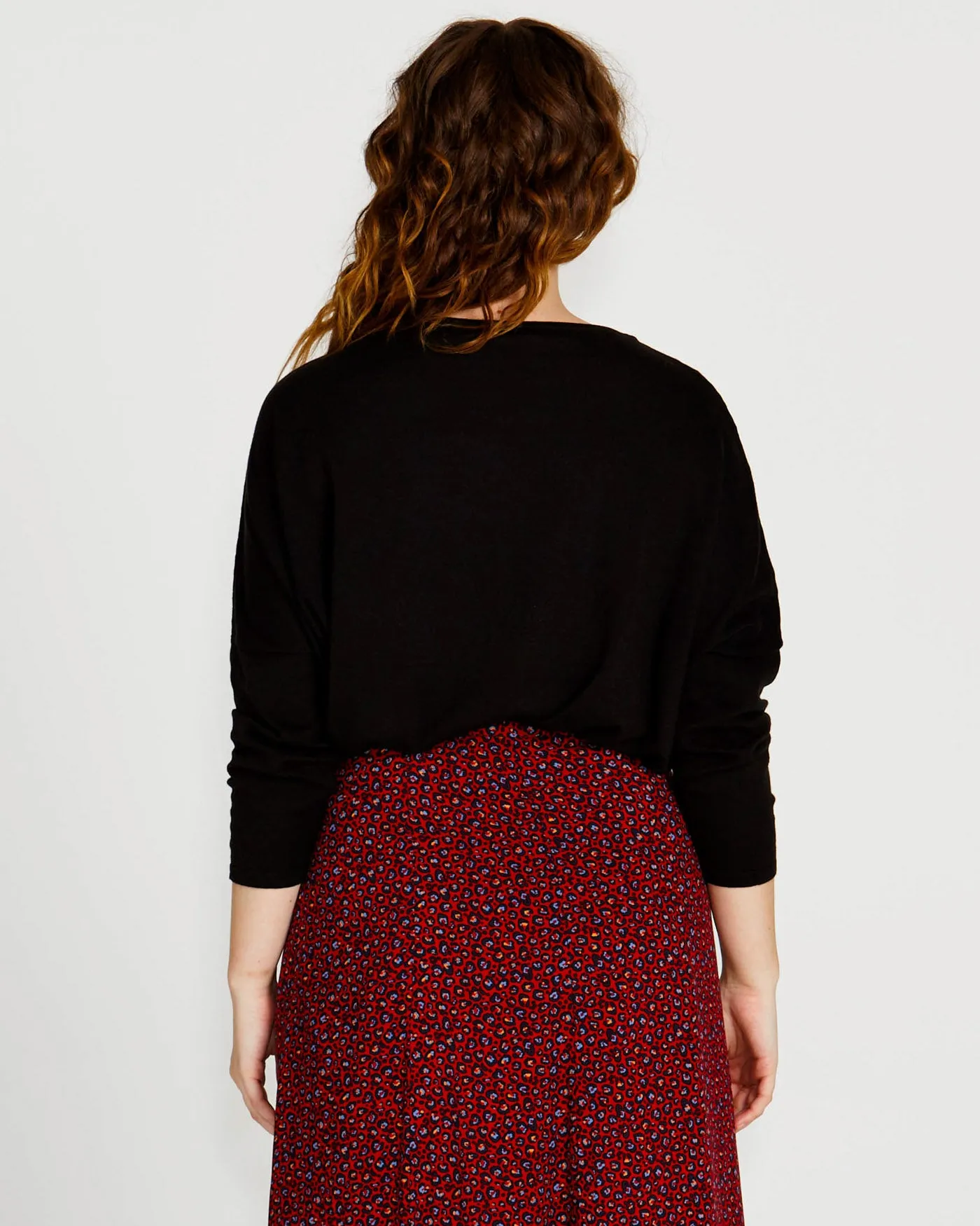 Shiv Oversized Cotton Lightweight Batwing Knit - Black