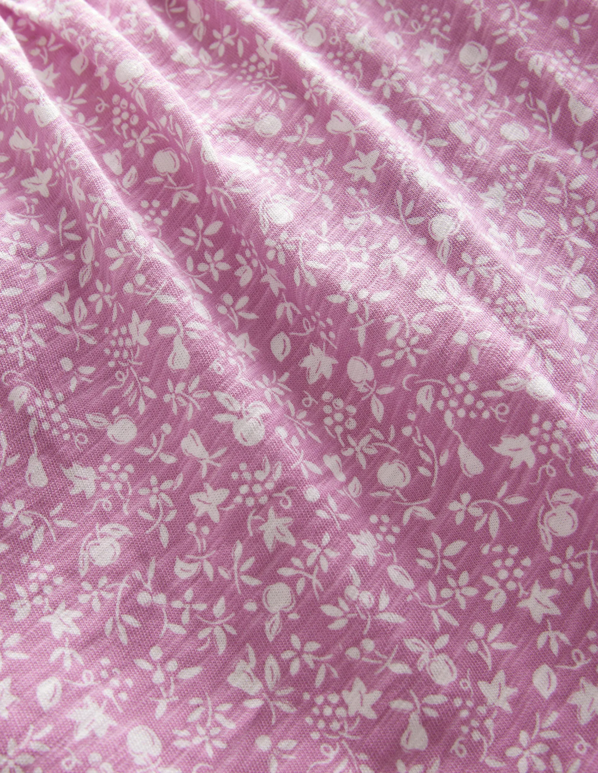 Square Neck Broderie Mix Top-Soft Lavender Floral