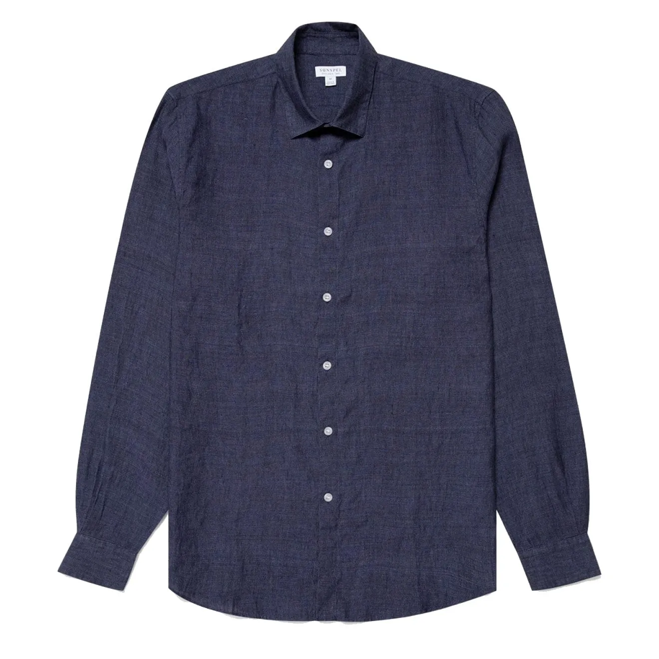 Sunspel Linen Shirt Navy Melange