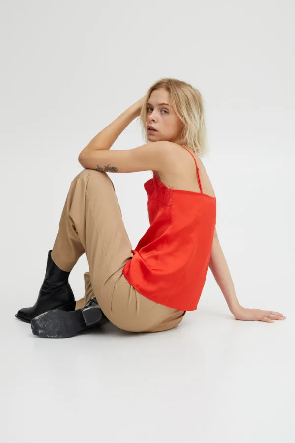 Taia Lace Cami (Poppy Red)