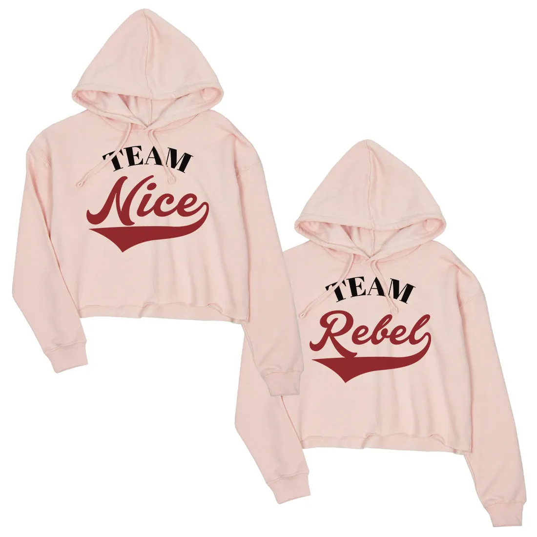 Team Nice Team Rebel BFF Matching Crop Hoodies For Christmas Gift