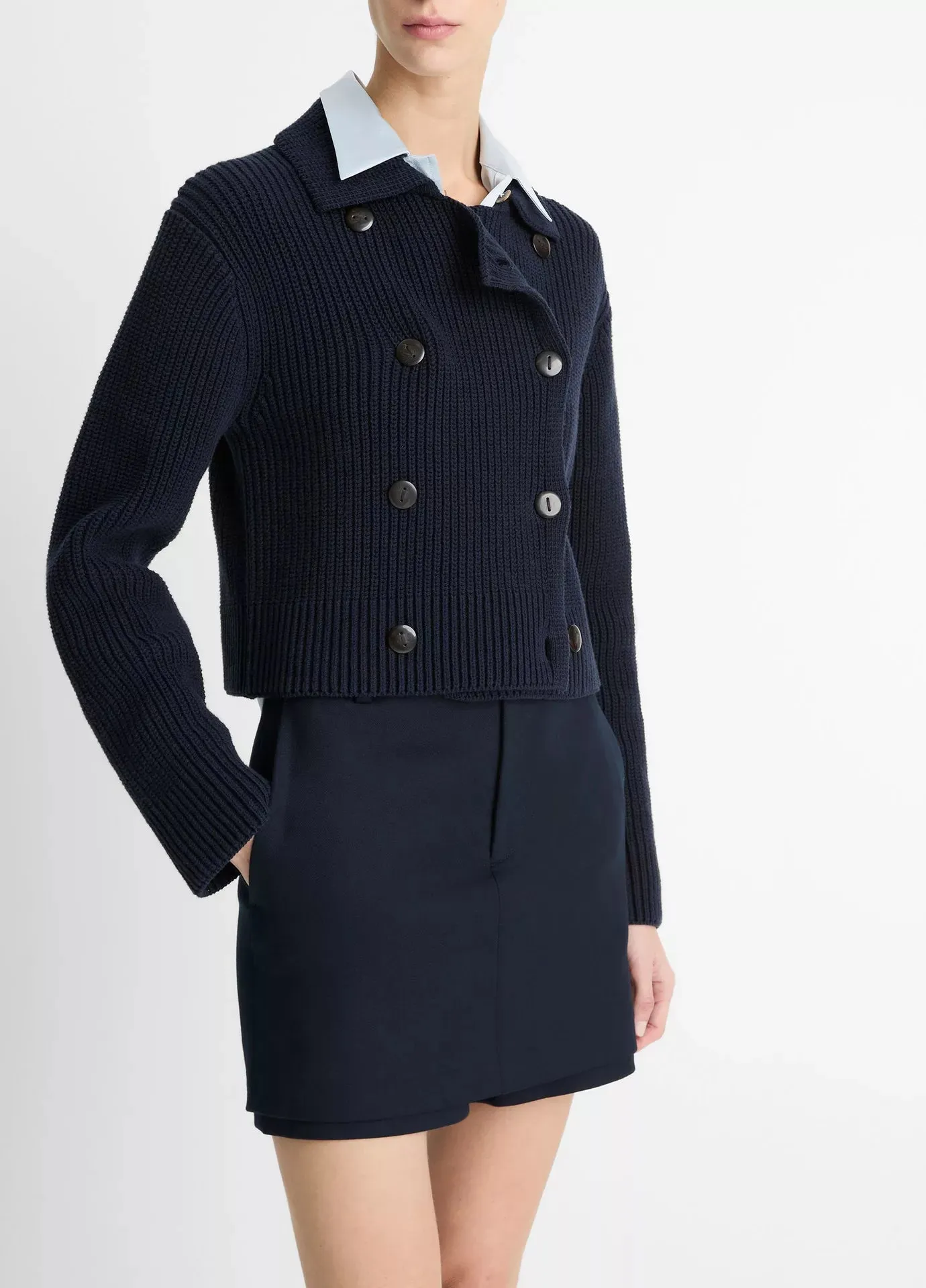 VINCE DOUBLE BREASTED CARDIGAN COASTAL BLUE