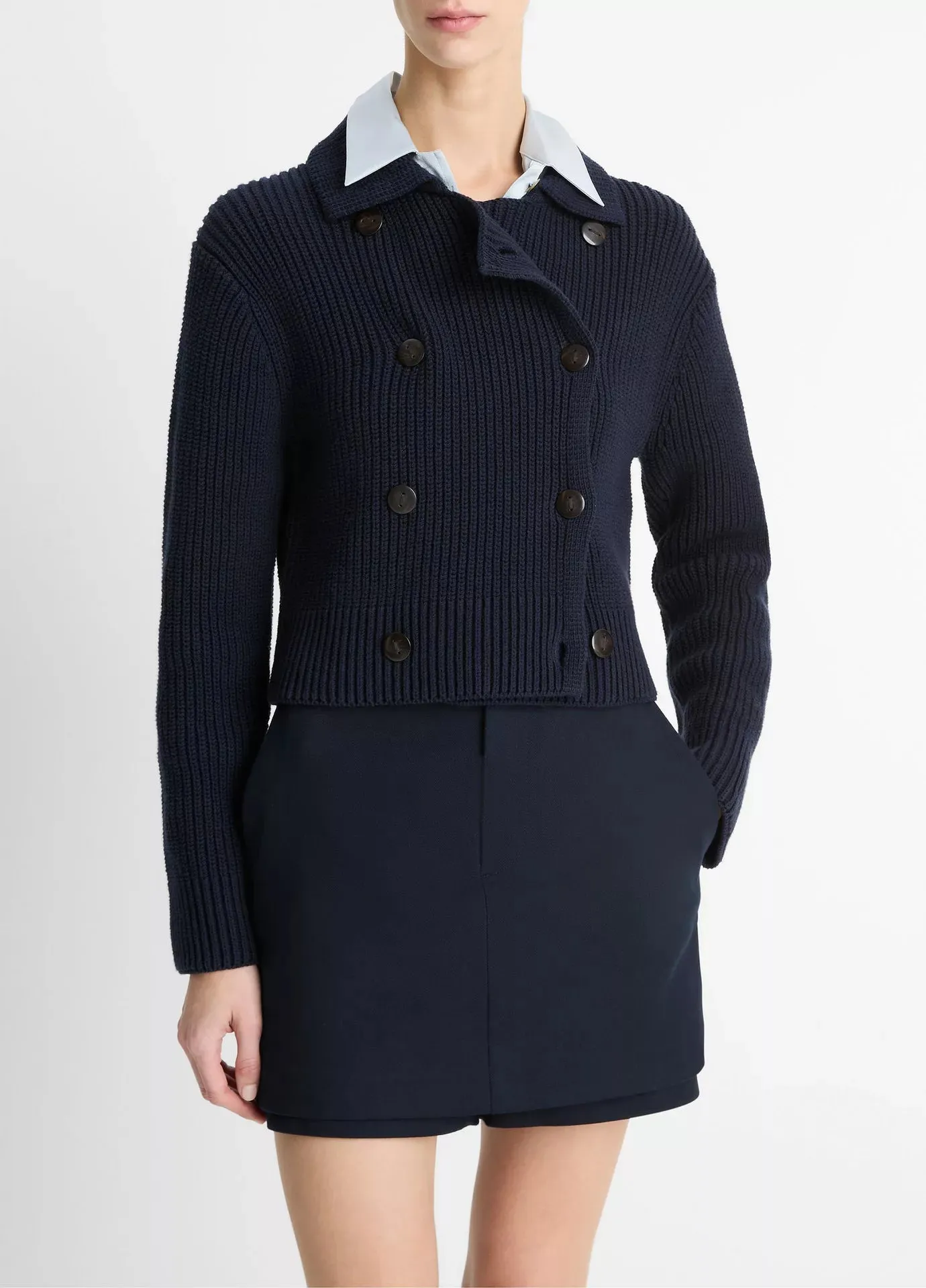 VINCE DOUBLE BREASTED CARDIGAN COASTAL BLUE