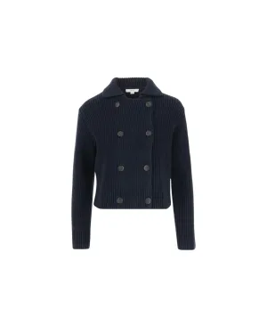 VINCE DOUBLE BREASTED CARDIGAN COASTAL BLUE