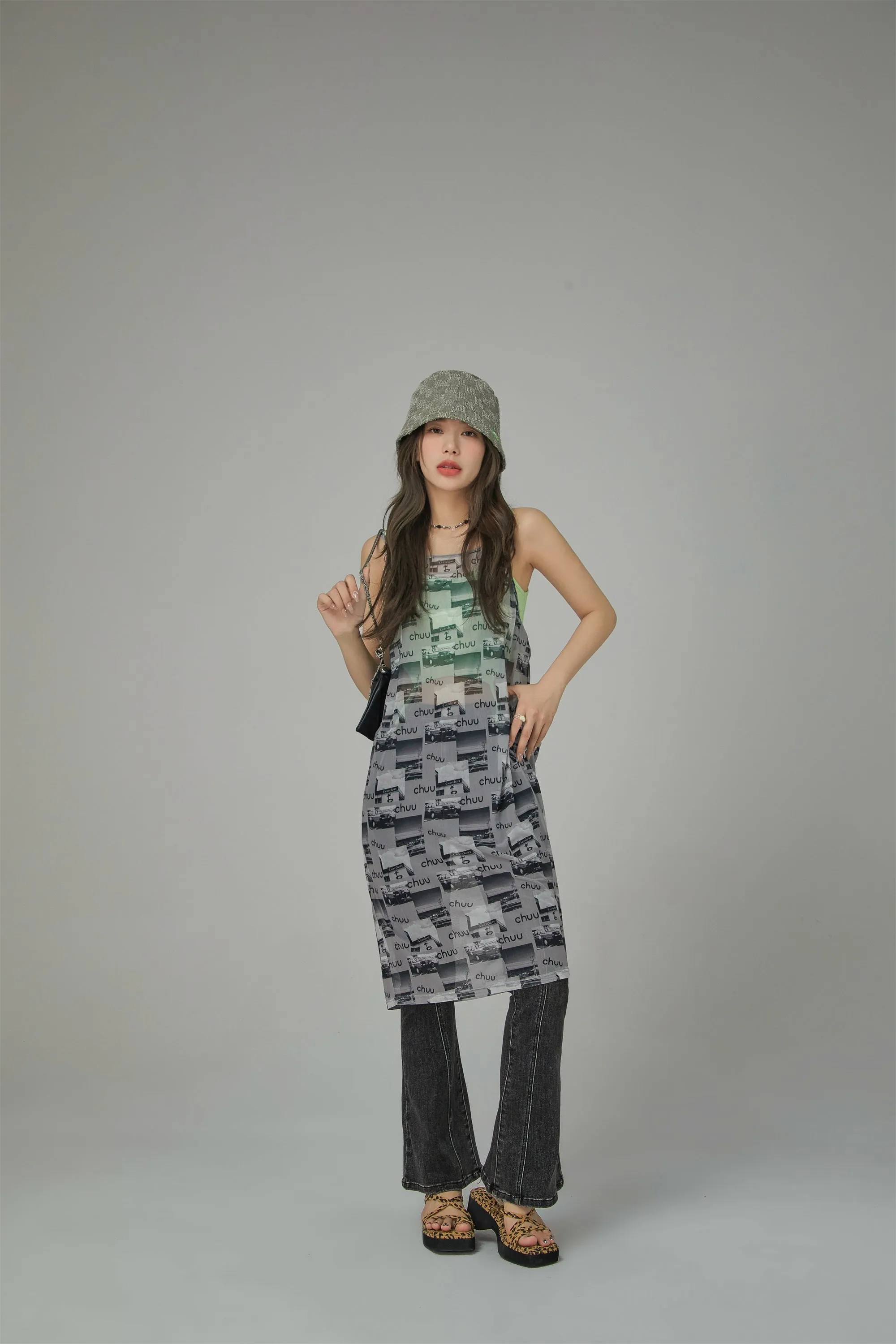 Vintage Photos See-Through Cami Dress