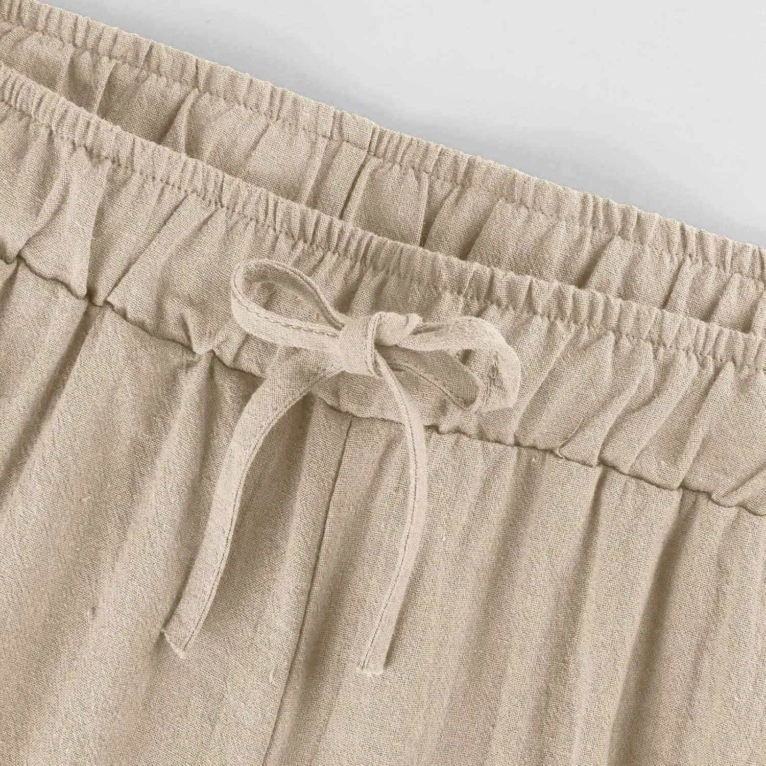 Wide Leg Pants Woman Summer Casual Flowly Slacks Trousers Beach Linen Solid Low Waist Travel Outfits with Pockets