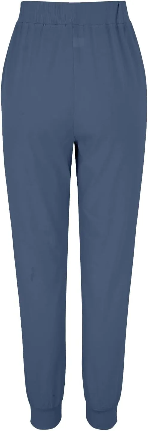 Womens Cotton Linen Drawstring Tapered Pants Summer Lightweight Loose Fit Pants for Women with Elastic Waistband