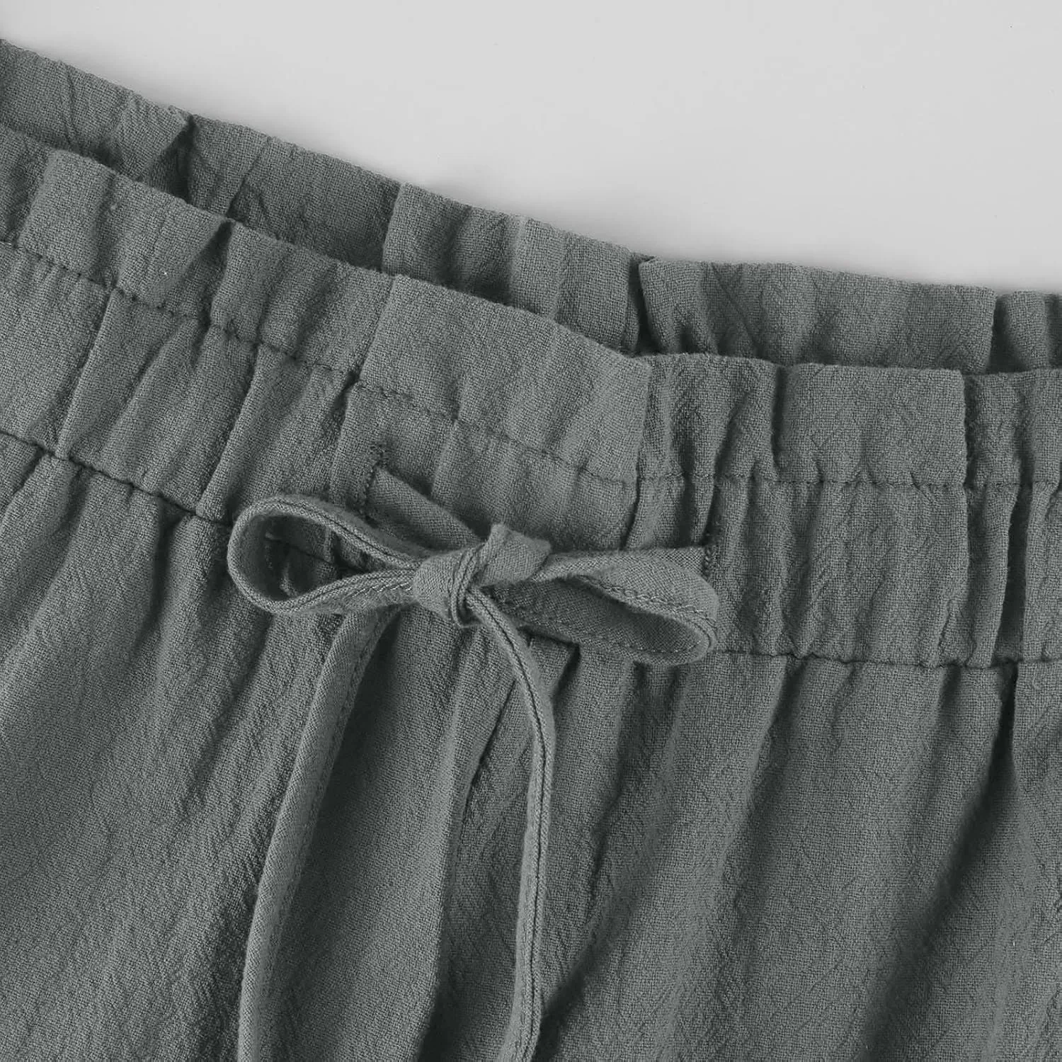 Womens Linen Pants 2025 High Waist Elastic Straight Leg Pant Casual Loose Lightweight Summer Beach Trousers
