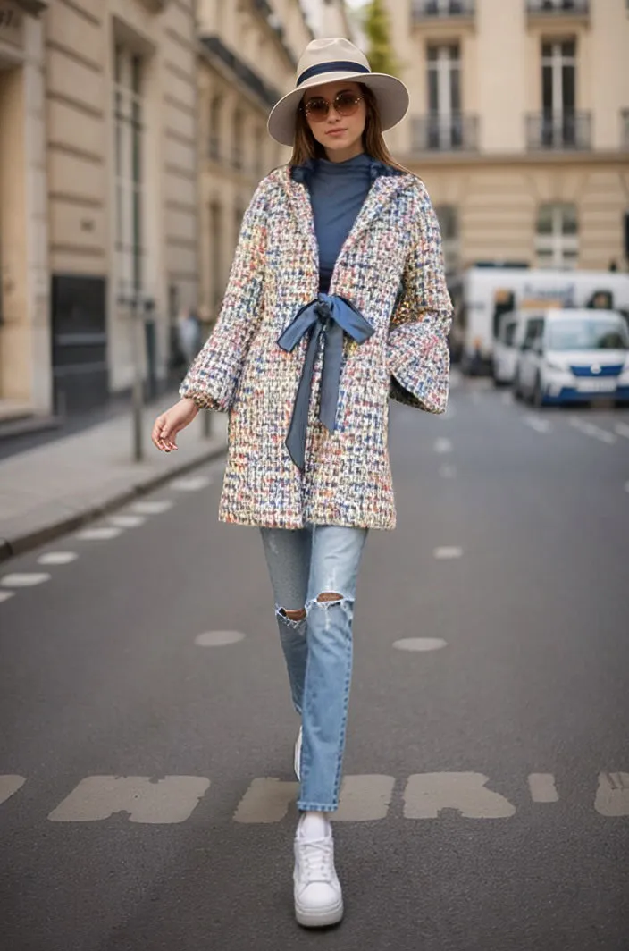 XANTHE FRONT TIE HOODI COAT (Black)-CVJ1966
