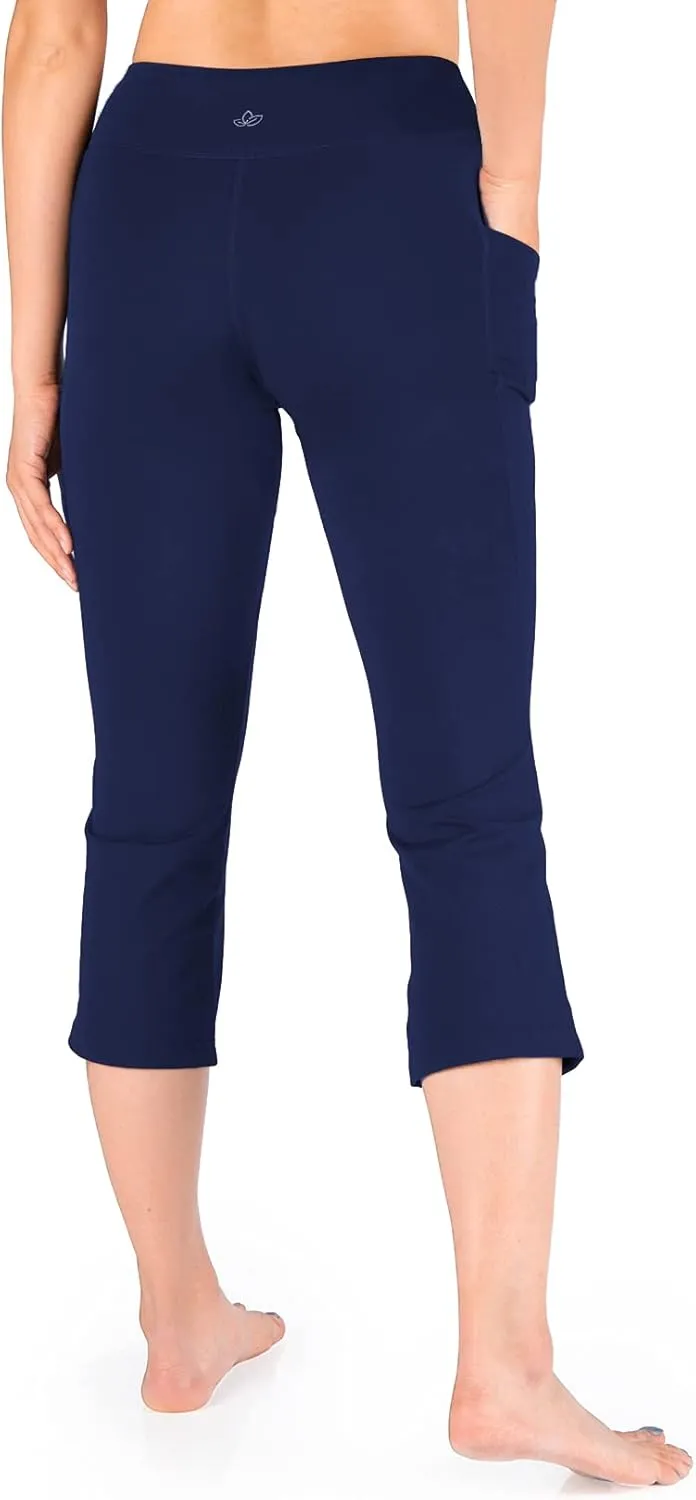 Yogipace Women's 20"/22"/24" Cropped Kick Flare Yoga Pants with Pockets Capri Length Slim Fit Lounge Pant