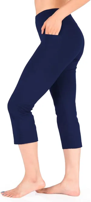 Yogipace Women's 20"/22"/24" Cropped Kick Flare Yoga Pants with Pockets Capri Length Slim Fit Lounge Pant