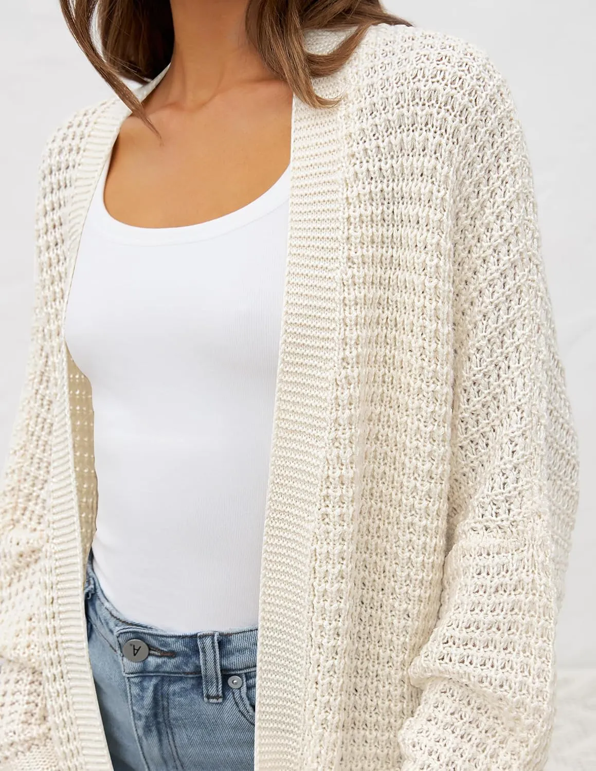 ZESICA Women's Fall Long Batwing Sleeve Open Front Chunky Knit Cardigan Sweater