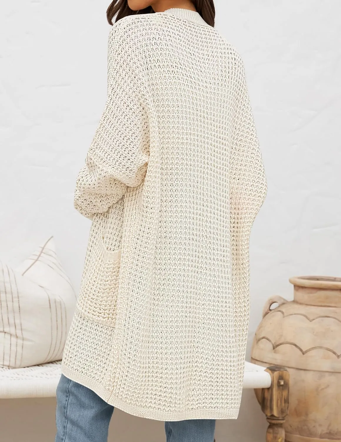 ZESICA Women's Fall Long Batwing Sleeve Open Front Chunky Knit Cardigan Sweater